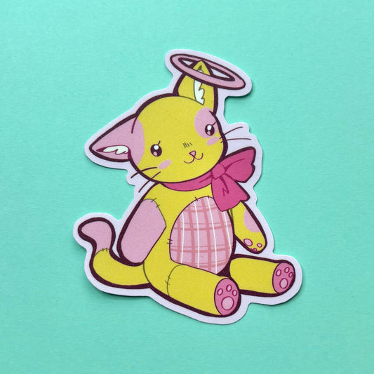 Angel Stuffed Kitty Vinyl Sticker