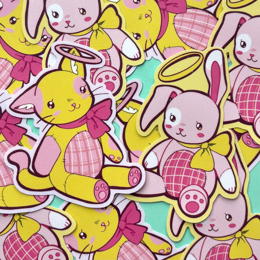 Angel Stuffed Kitty Vinyl Sticker