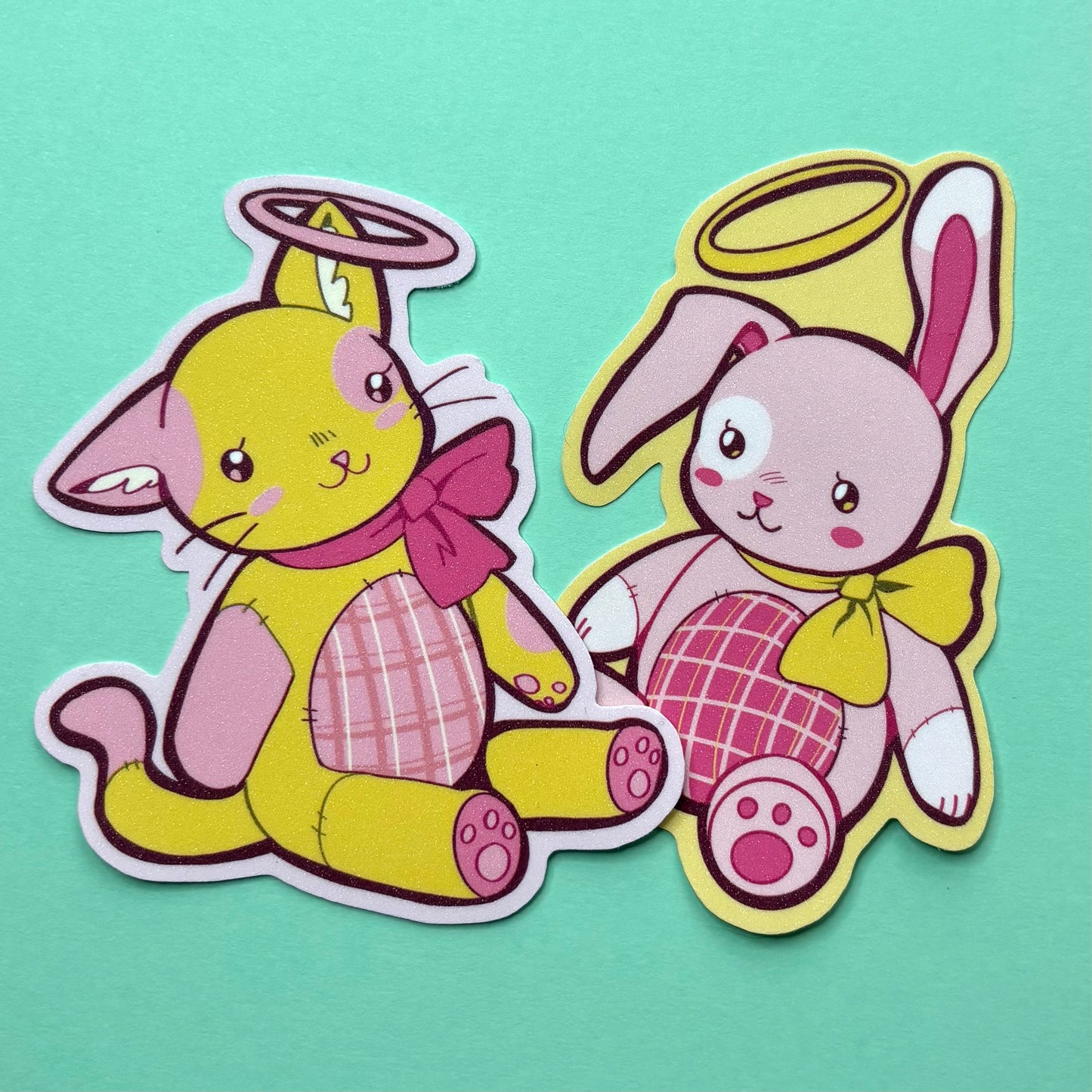 Angel Stuffed Kitty Vinyl Sticker